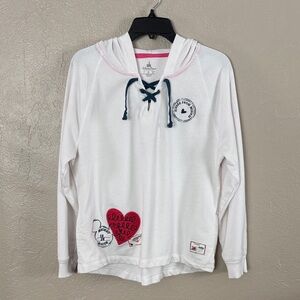Disney Parks Women’s Hoodie Mickey Mouse Kisses from Above Large White